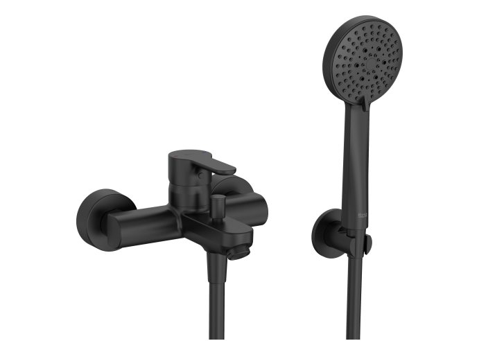 Mezclador Exterior Baño Ducha L20 Negro Mate Roca 