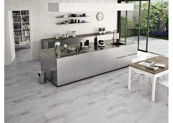 Montana Perla, pavimento de gres imitación madera en formato de 19/57