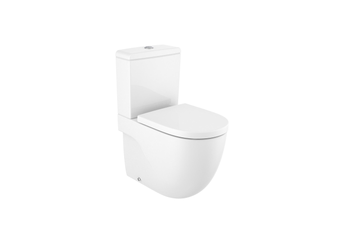 inodoro completo compacto adosado a pared con salida dual, incluye taza roca sitema Rimless, cisterna de alimentacion inferior y
