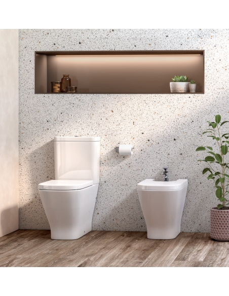 Conjunto The Gap Square Compacto Rimless - Tapa y Asiento con Caída Amortiguada